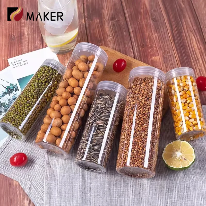 BPA Free Clear Food Grade Storage Container Wholesale Custom Empty Dry Fruit Nuts Cookie Honey PET Plastic Mason Jar With Lids