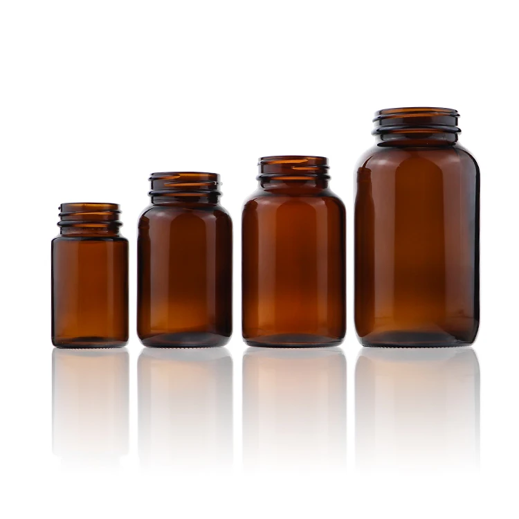 60 ml/75ml/100ml/120ml/150ml/200ml/250ml/300 ml Amber Glass Pill Vitamin capsule Bottle Glass Medicine Bottles