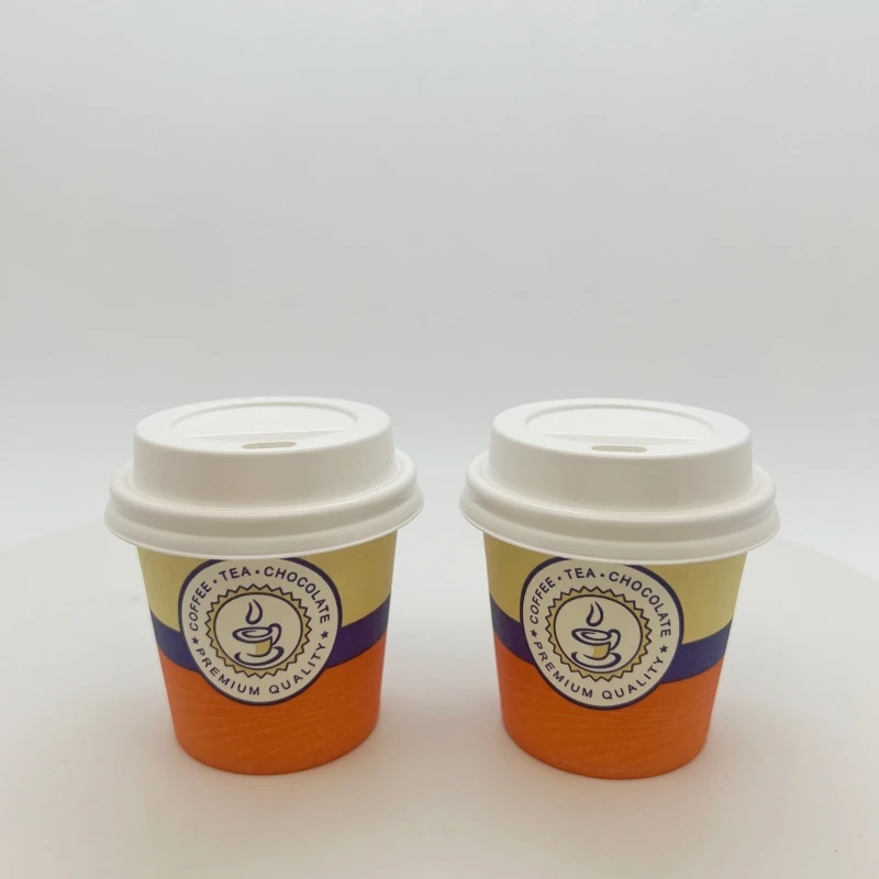 Wholesale printed single wall coffee tea taste mini paper cup with lids takeaway 4oz paper cup in stock