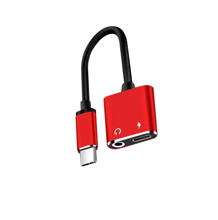 2 in 1 Type C to 3.5mm Audio Jack Headphone Adapter compatible with Analog smartphones with Braided Cable Aluminum