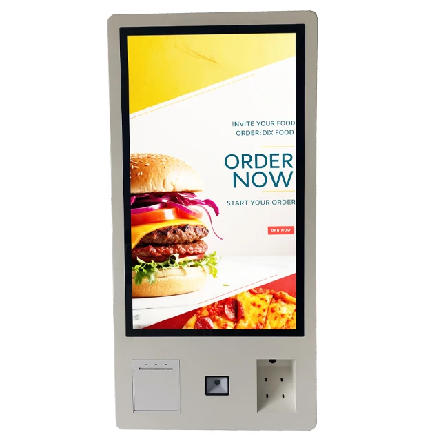 Wall mounted self-service ordering kiosk run in Android 13 to pay for order