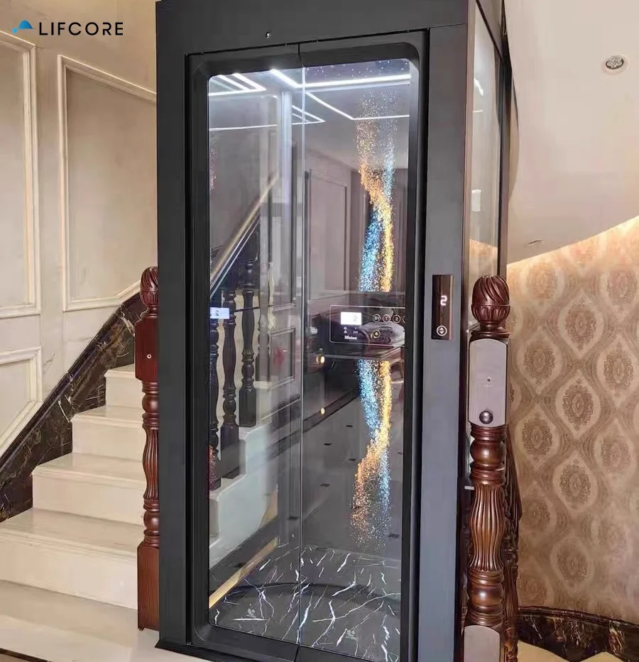 Hydraulic lift home elevator with side opening elevator cabin