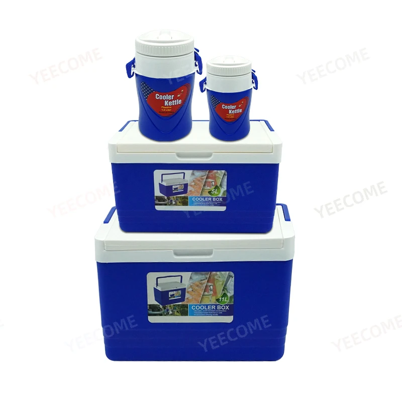 YJM9006-4 Capacity 0.4-1-5-11L Factory Wholesale Portable Cooler Box 4PCS  2 Ice Bucket Plastic 2 Kettles PP Plastic ice cooler