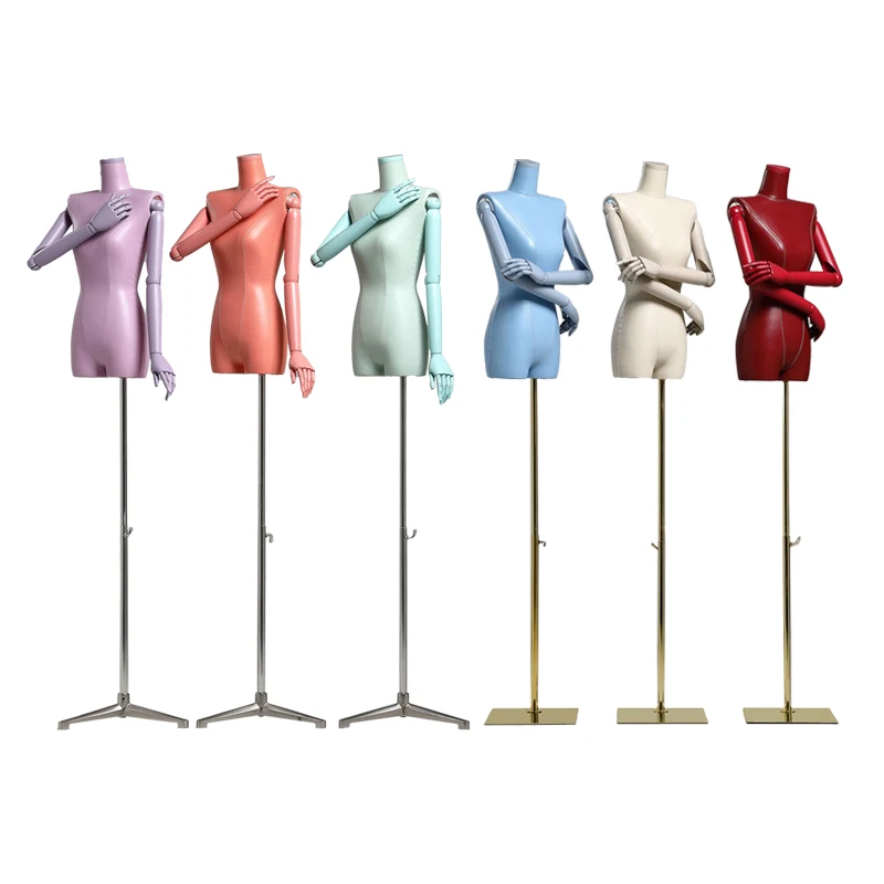 Новый дизайн High-End из искусственной кожи 6 видов цветов регулируемый манекены ТОРС женского манекена бутик половина весы манекены