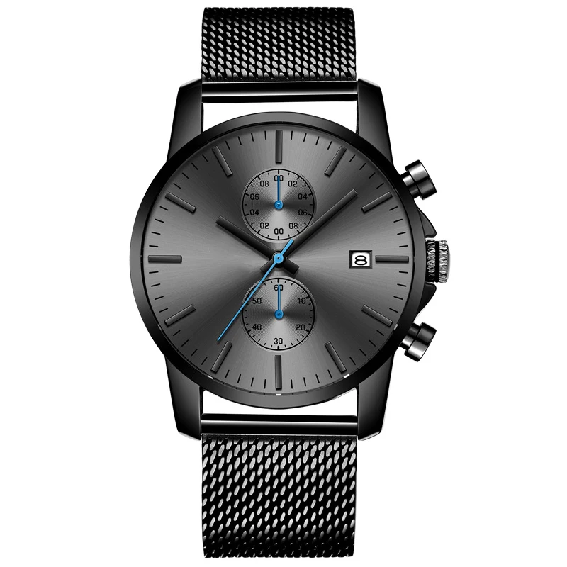 Men business casual luxury quartz branded analog watch stainless steel watched men wrist