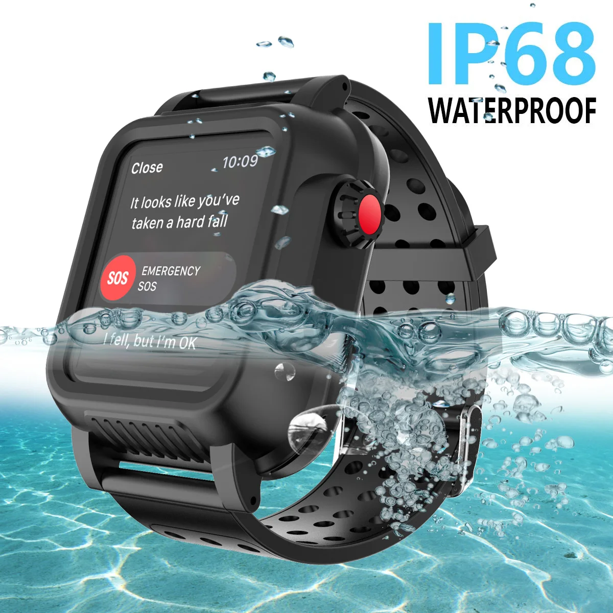 IP68 из водонепроницаемого материала для Apple iWatch серии 3 42 мм противоударный бампер PC корпус часов + резиновый ремешок Ремешок наручных 4 40