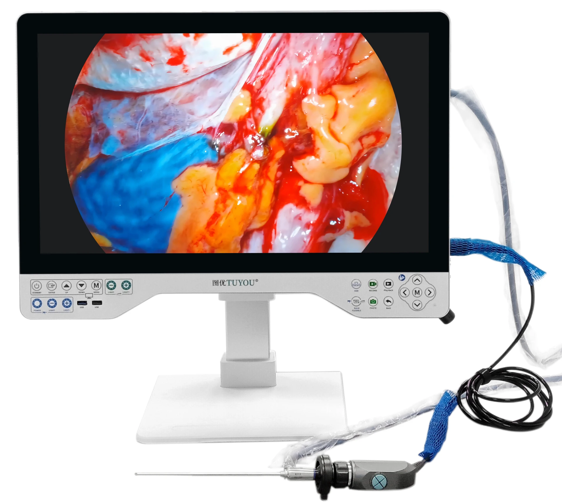 24 Inch 1080P Rigid Flexible  Endoscope Camera System built in  Light Source Record Function all in one endoscope  camera