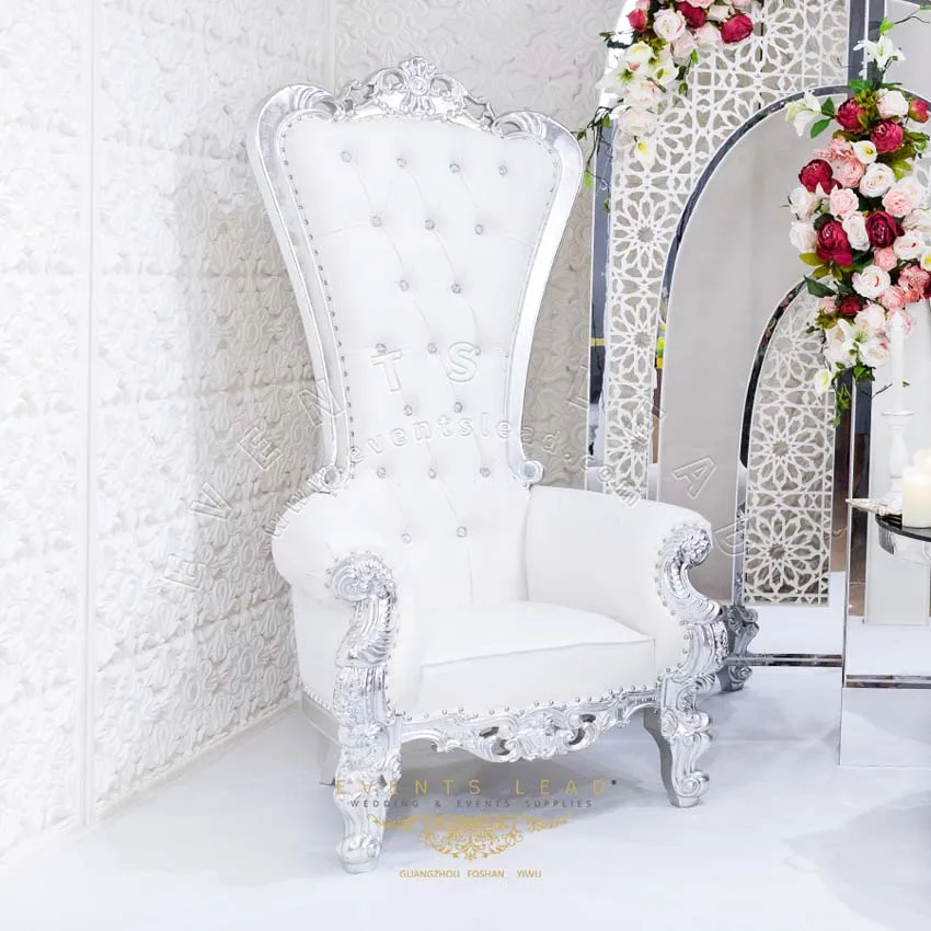 Royal white cushion royal queen chair king throne wedding