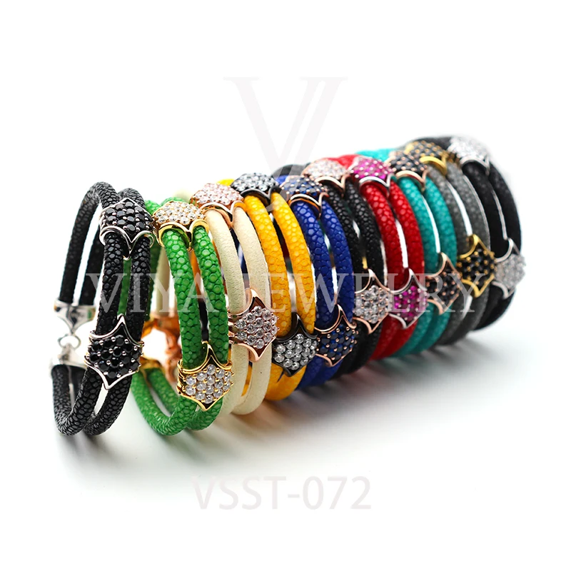 
Best seller Link bracelet with Crystals in Genuine Leather and Sterling Silver bracelet 