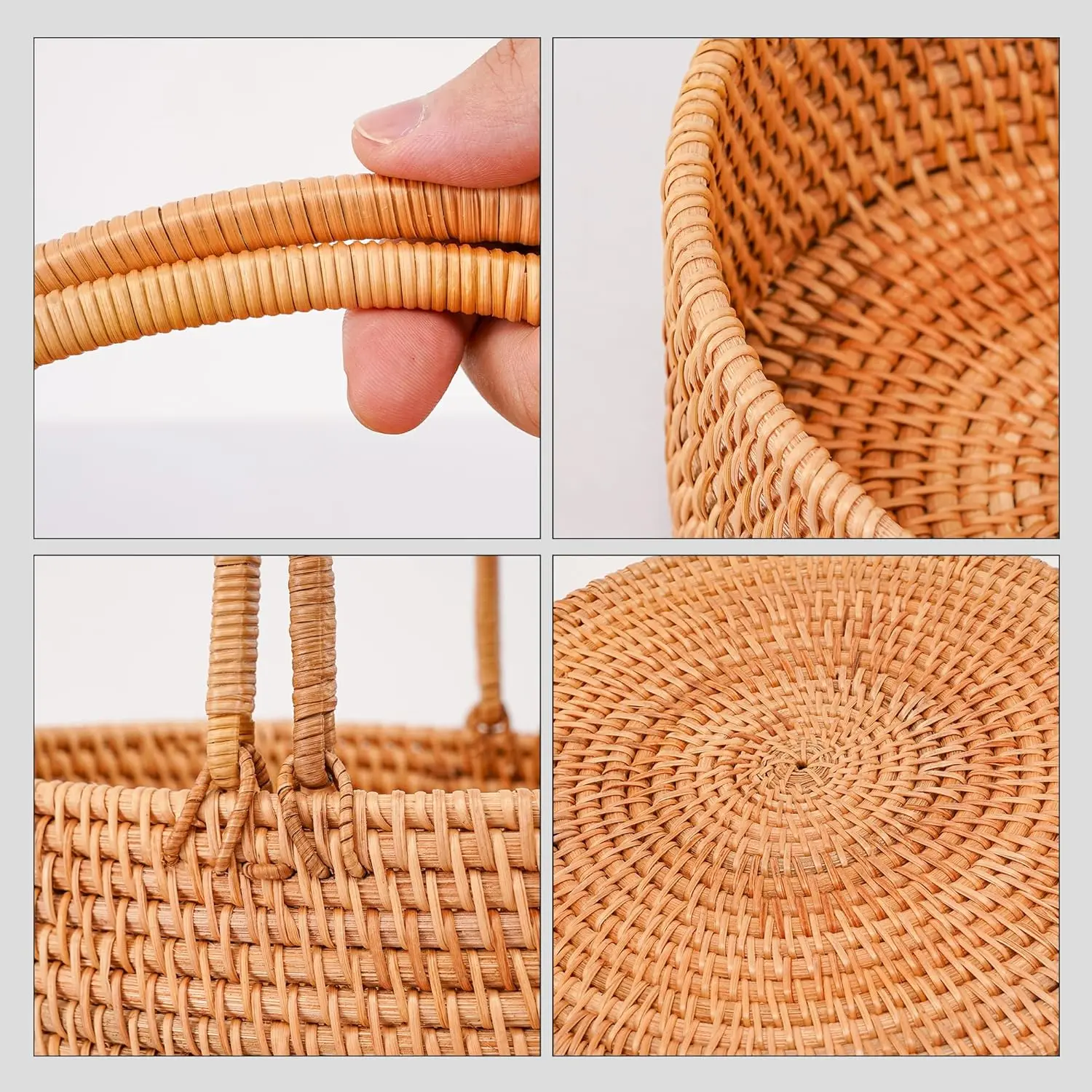 Rattan picnic basket with handle handwoven for fruit wedding camping basket 1 piece