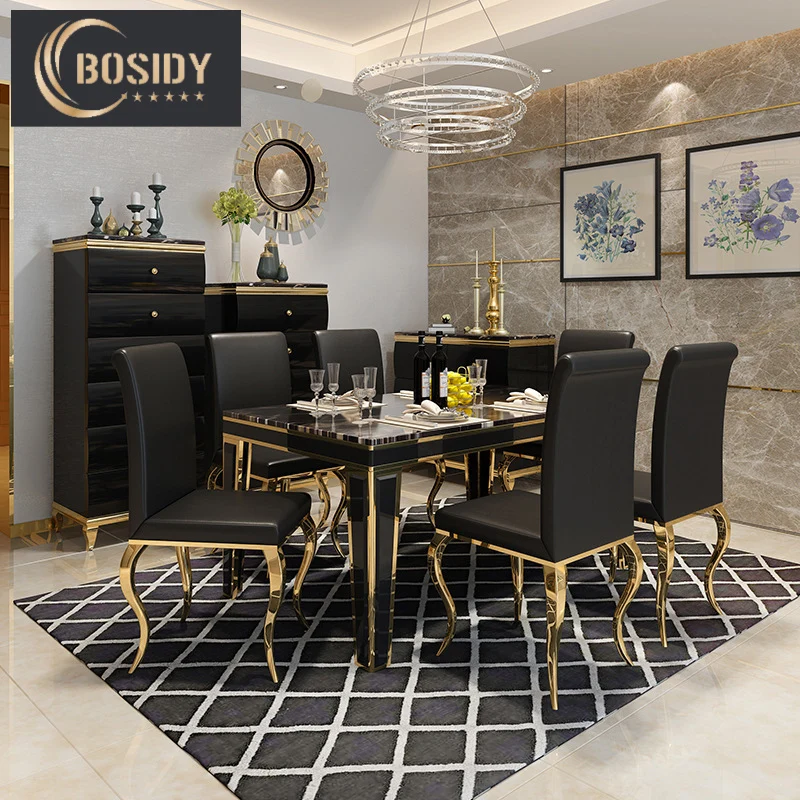 
Home luxury tables and chair sets furniture for dining room with 6 chairs 