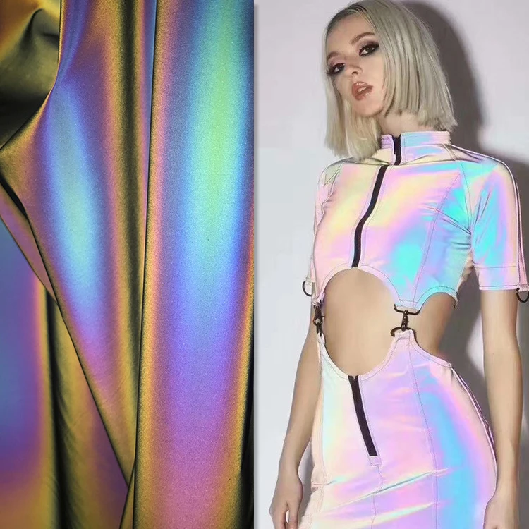 Aurora Rainbow Multicolor Reflective Spandex Fabric for Sale