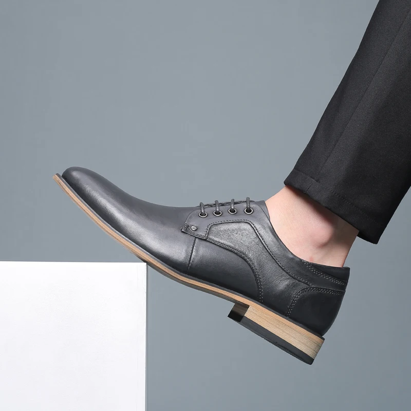 Handmade High Quality Large Size Lace Up Classic Genuine Leather Oxford Formal Dress Shoes For Men