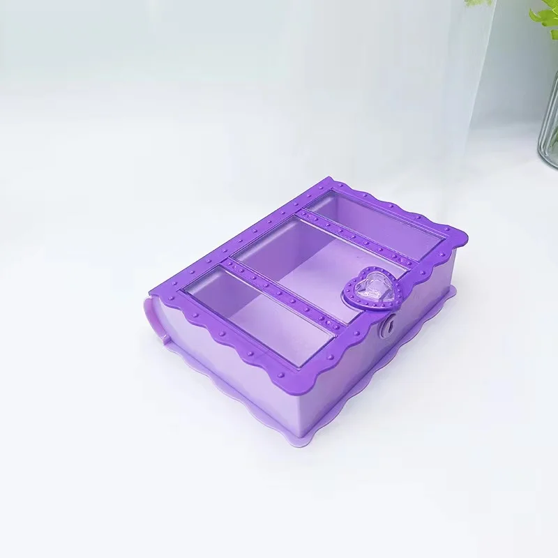 Cheap Creative European Magic Book with Lock Key Kids Plastic Cosmetic Jewelry Storage Box Desktop Boxes for Earrings Rings