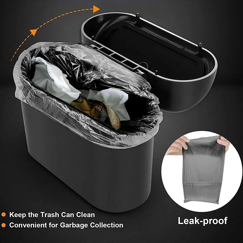 Mini car trash can vehicle car garbage bin with lid and trash bag universal storage for front back seat YT9020