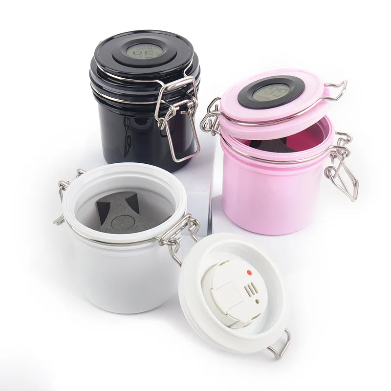 Pinky leem Hot sale black white pink colour eyelash Adhesive storage container  with hygrometer thermometer