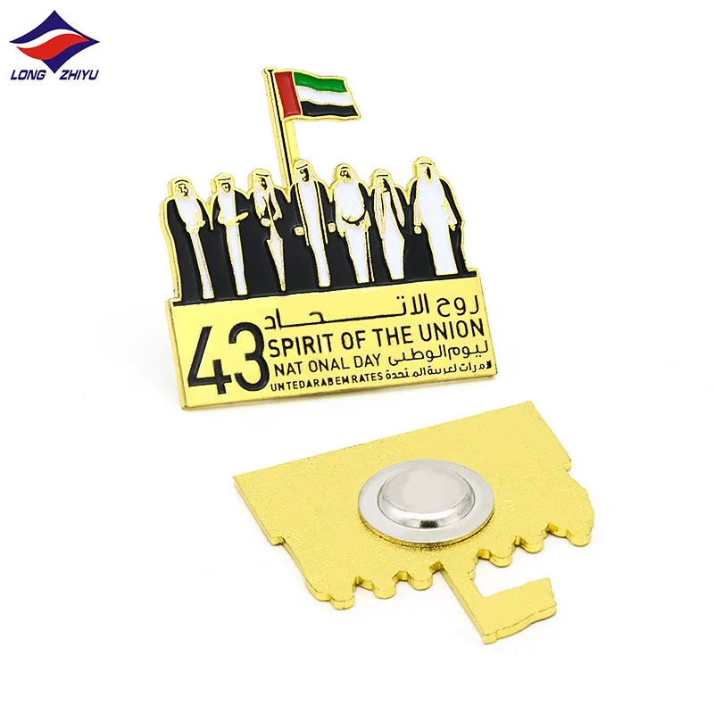 Longzhiyu 15 years magnetic pins supplier custom magnetic back lapel pins name badges with magnet