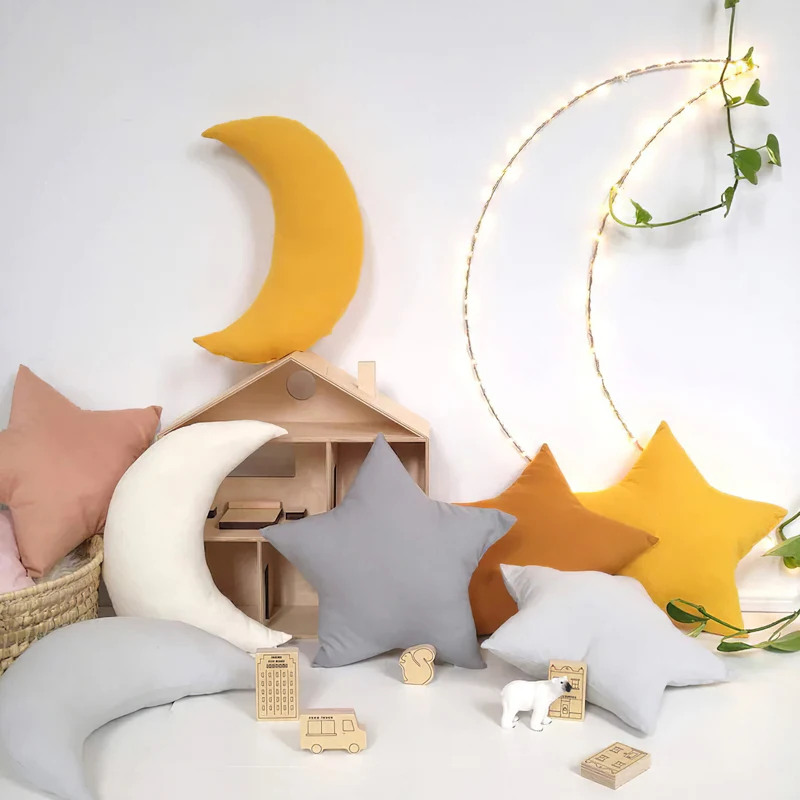 Monad Manufacturer Custom Color Moon Star Cloud Shape Recycle Velvet Kids Pillow Cushion For Home Room Decor