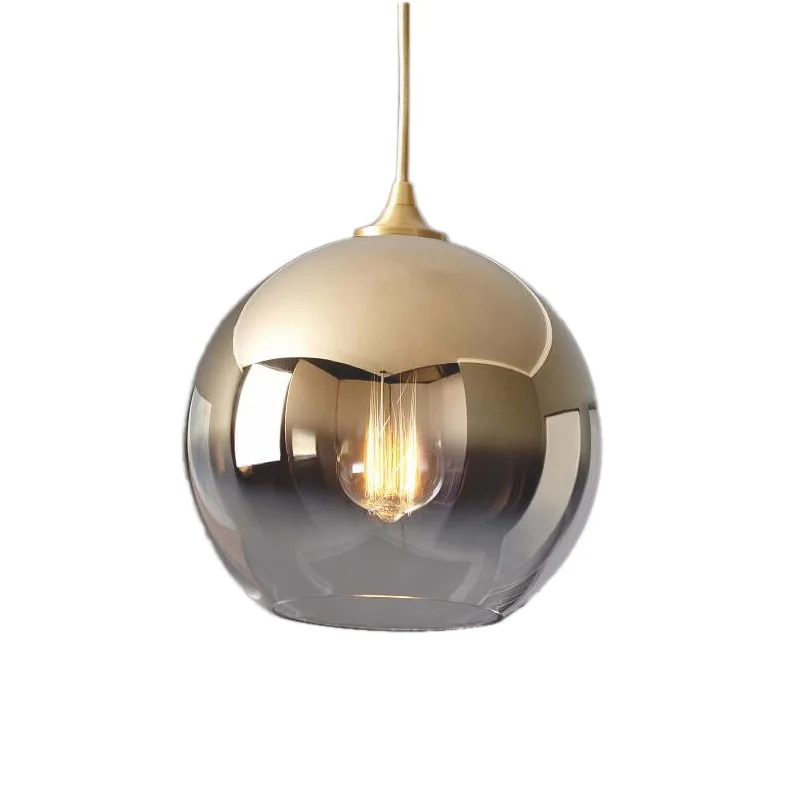 Globe Glass Pendant Light Plated Color Gold Silver Rose Smoke Grey Glass Shade Retro Style Hotel Home Office Decoration