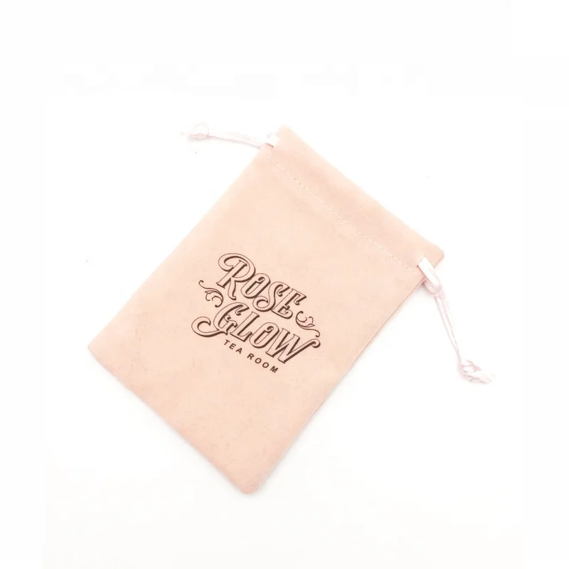 custom printed baby pink drawstring jewelry pouch pale pink velvet pouch fancy light pink bag jewellery pouches with logo