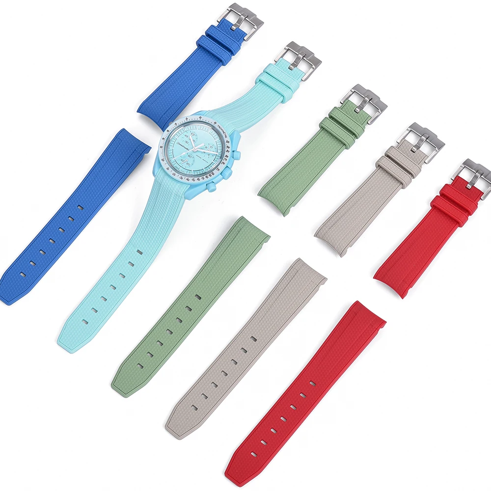 JUELONG 20mm Curved End Rubber Watch Bands Soft Rubber Replacement Watch Straps For Mo on Watches