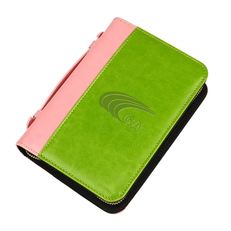 Custom combination colors bible book cover jewish bible covers bible cover pu leather carrying bag with handle and zipper