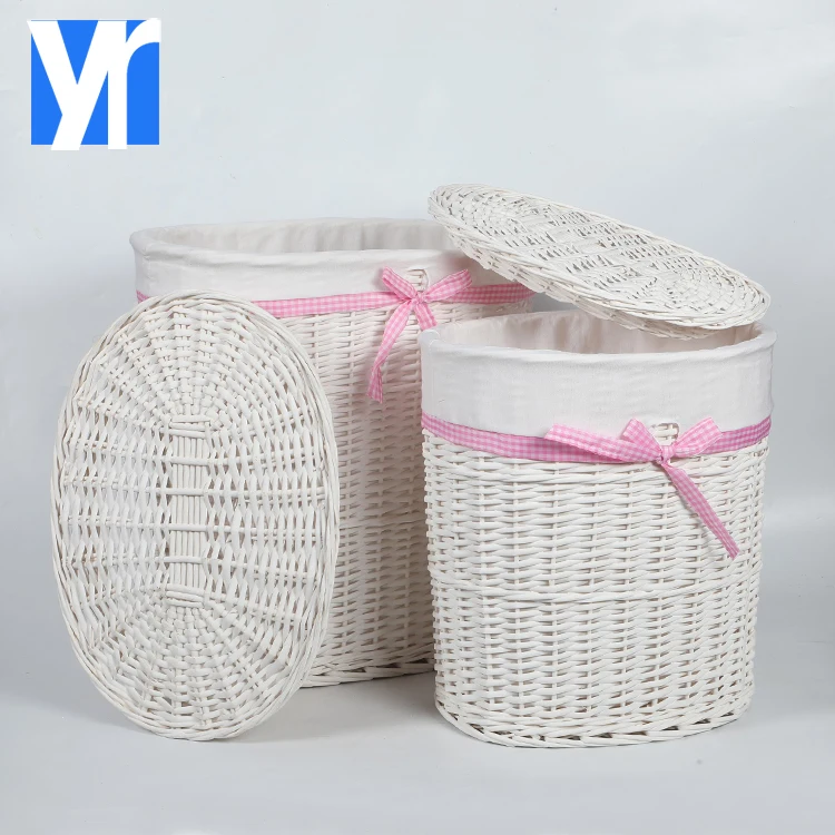 Wholesale handmade wicker rattan laundry basket for kids in stock oval  customize ECO-friendly