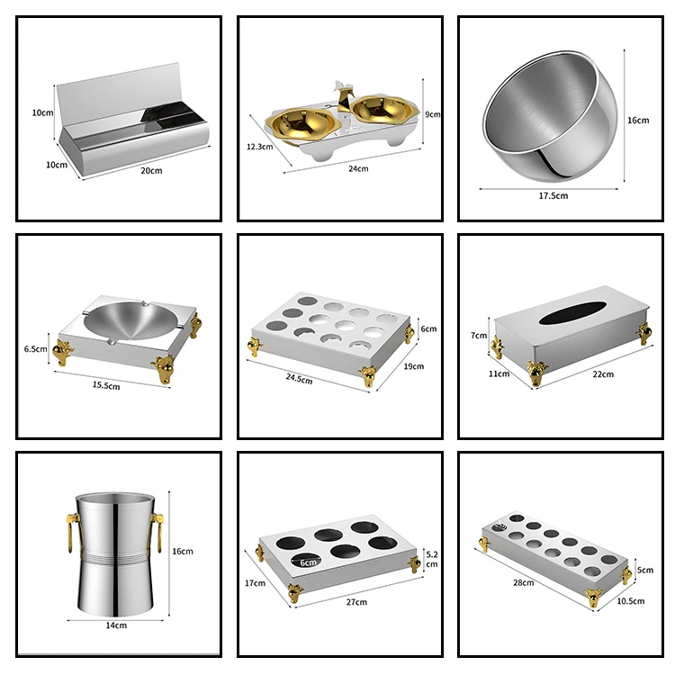 KTV desktop supplies silver stainless steel ice bucket snack tray cup holder set
