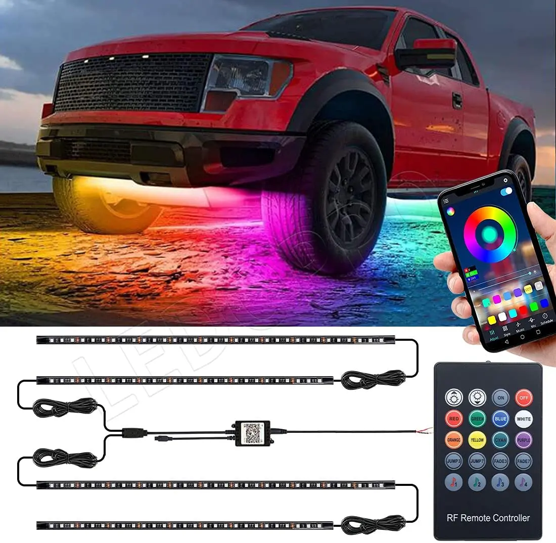 Car Underglow Light Flexible Strip LED Underbody Lights Remote APP Control Car LED Neon Light RGB Decorative Atmosphere Lamp
