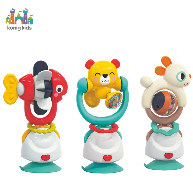 Konig Kids Animal Baby High Chair Toys & Rattle Station With Suction Cup Developmental Tray Toy For Early Learning Boys Toys