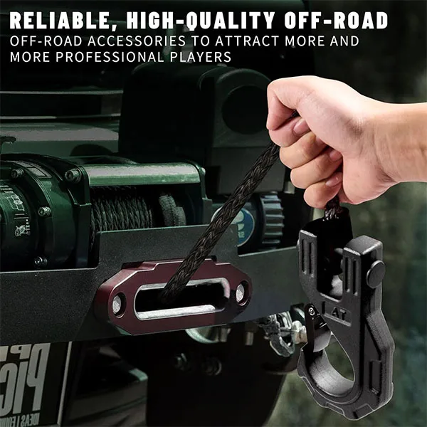 Factory Supply 12 Strands UHMWPE Winch Line Offroad 4WD Synthetic Winch Rope with Forged Winch Hook Black