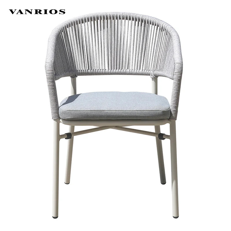 MB4125 aluminum finished dining outdoor garden furniture round wicker weaving patio chair with seat cushion thickness 3CM