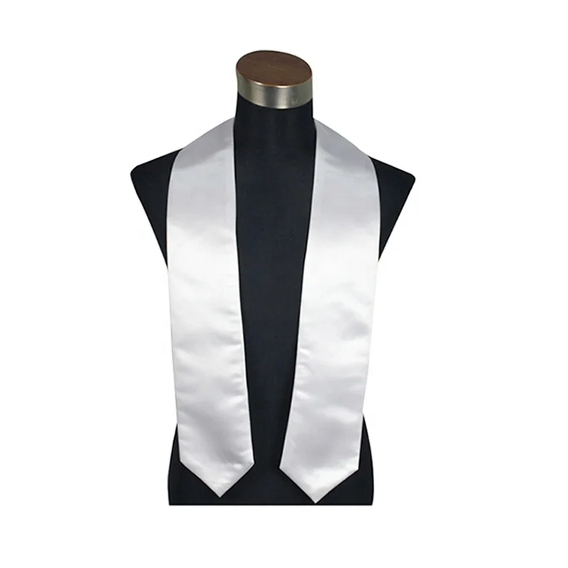 Wholesale Factory Directly  Logo Printed 155cm 61 Inch Graduation Stole Plain Satin Graduation Glossy Stoles for Adult