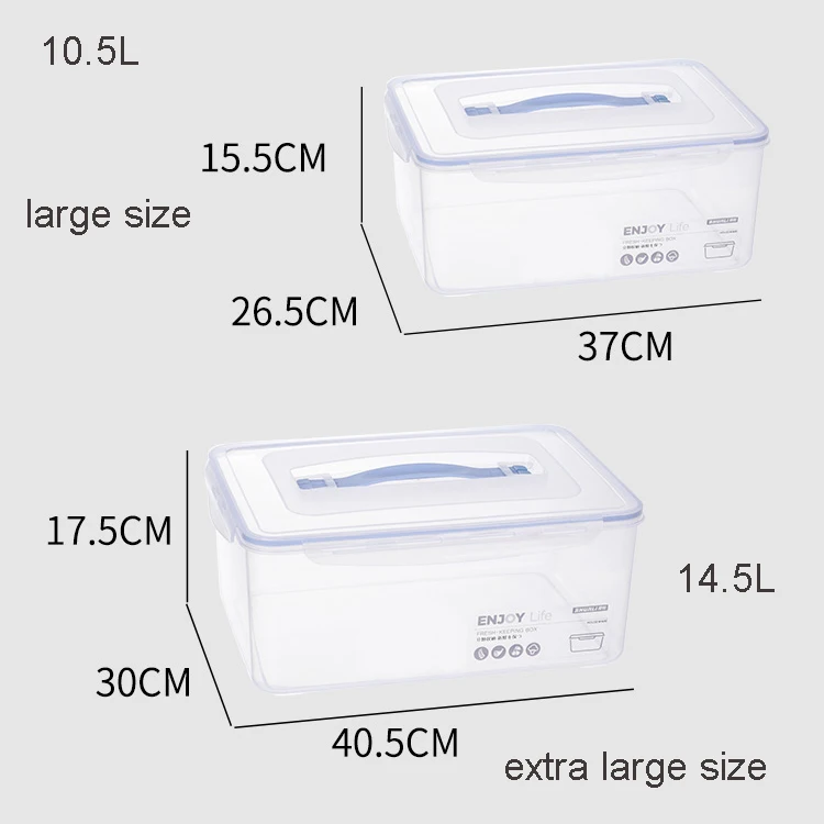 Large capacity airtight stackable 4 pcs transparent seal box set PP plastic food container with handle