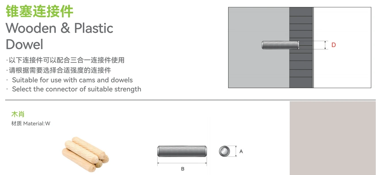 Ex-Factory Price Furniture Accessories M8 Round Dowel Pin Wood 60mm Wood Dowel For Connector