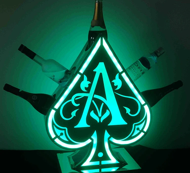 5 in 1 LED metal ace of spade VIP bottle service presenter glorifiers display for liquor vodka wine tequila champagne