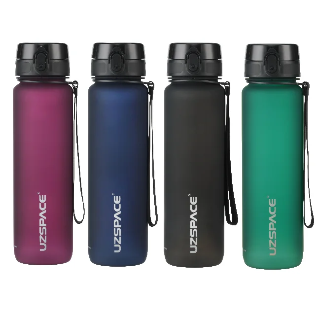 UZSPACE Motivational Plastic Tritan BPA Free Frosted Tumbler Luxury Business Gym Water Bottle with Filter with CE Certificate