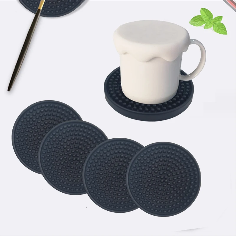 High quality round Silicone rubber Coaster For Drink Cup Mat sets PVC Rubber Coaster Bar Beer cup Coaster