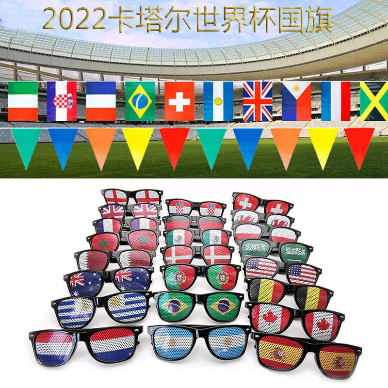 Soccer Ball Football Fans Pinhole Sticker Printing National Country Flags Sunglasses for World Cup