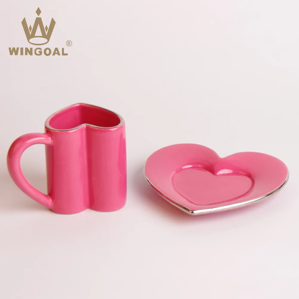 Ceramic heart shape coffee mug