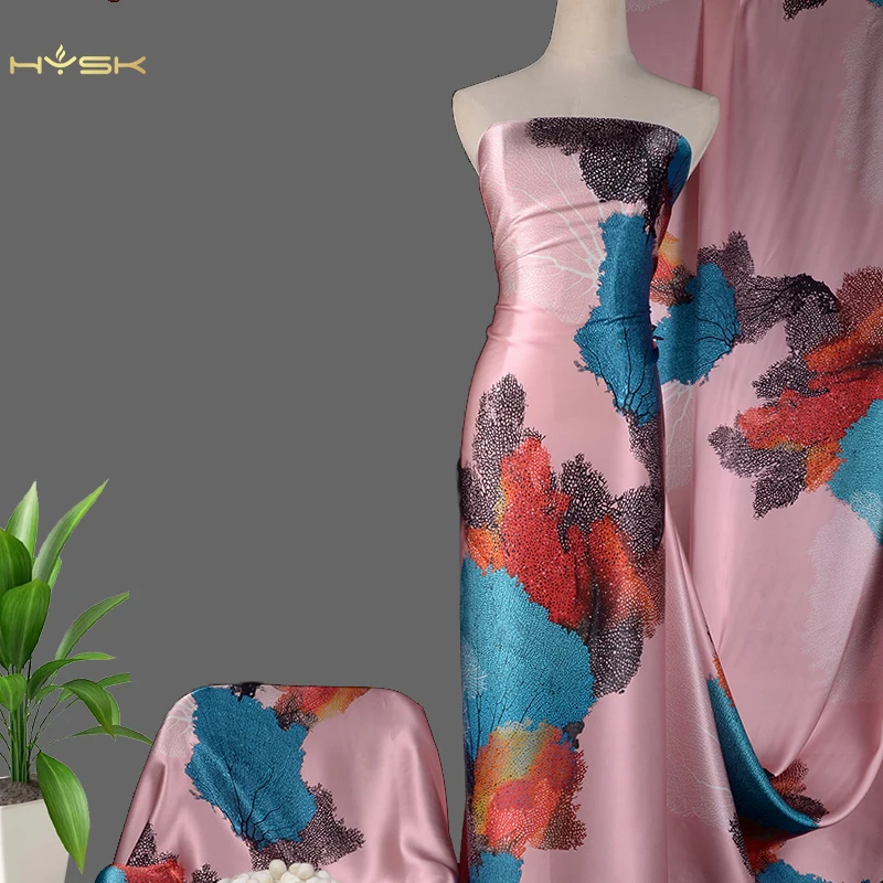 Italian heavy Digital Print organic Custom yard raw printed charmeuse price per meter of silk Textile fabrics for Clothing