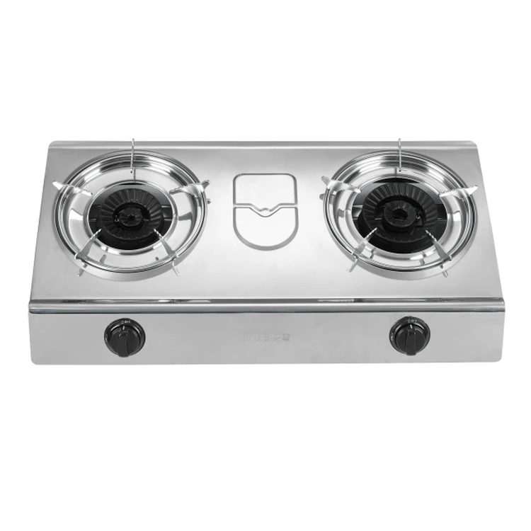 Высококачественная портативная настольная газовая плита T1306 с 2 горелками из нержавеющей стали, оптовая продажа