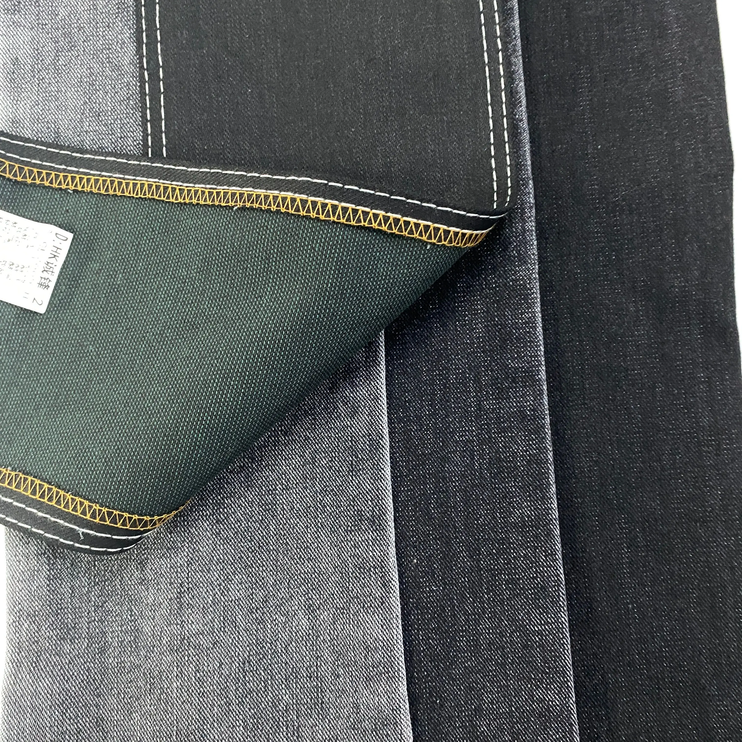 High Quality Hemp Cotton Denim Fabric Stretch Woven Jacquard Twill Dobby Coated Jeans Cloth for Dresses Sample Order Welcome