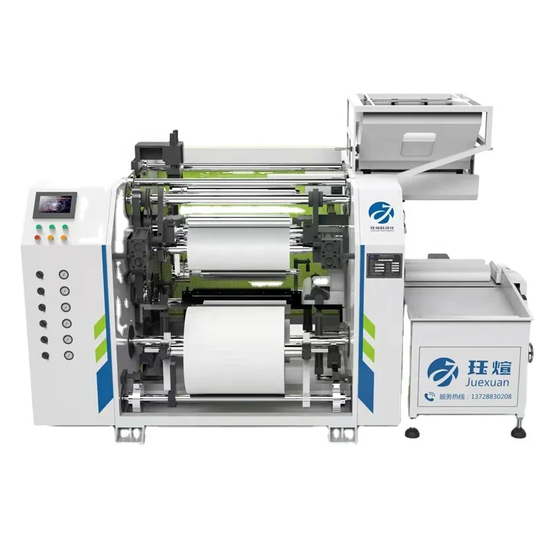 Stretch Film rewinder -500 Four-Station LLDPE Winding Film rewinder PE  Plastic Film Automatic Rewinding Machine
