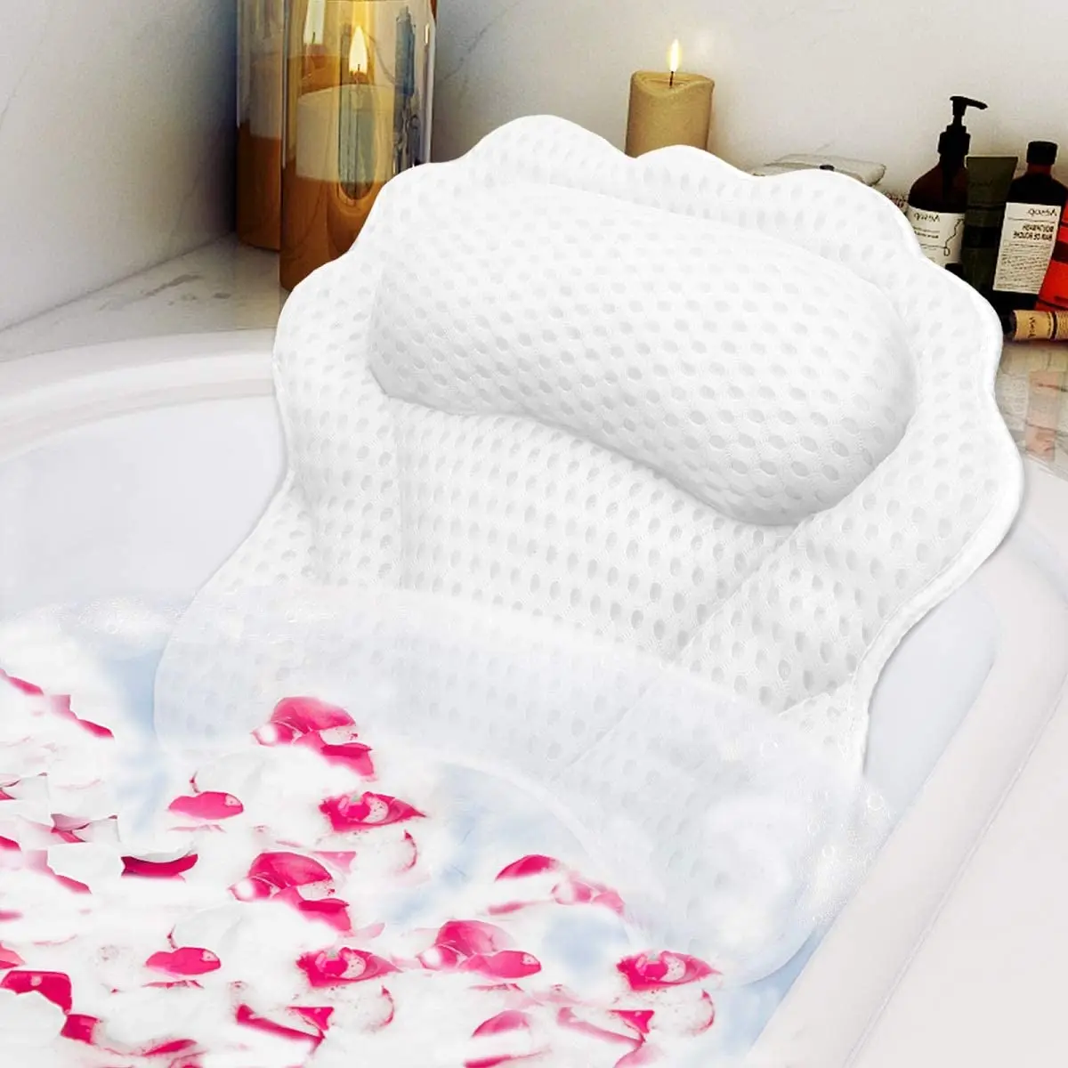 2023 Factory Hot sale Washable Bath Tub Neck Pillow with Strong Non-Slip Suction Cups soft Bath Spa Pillows Headrest