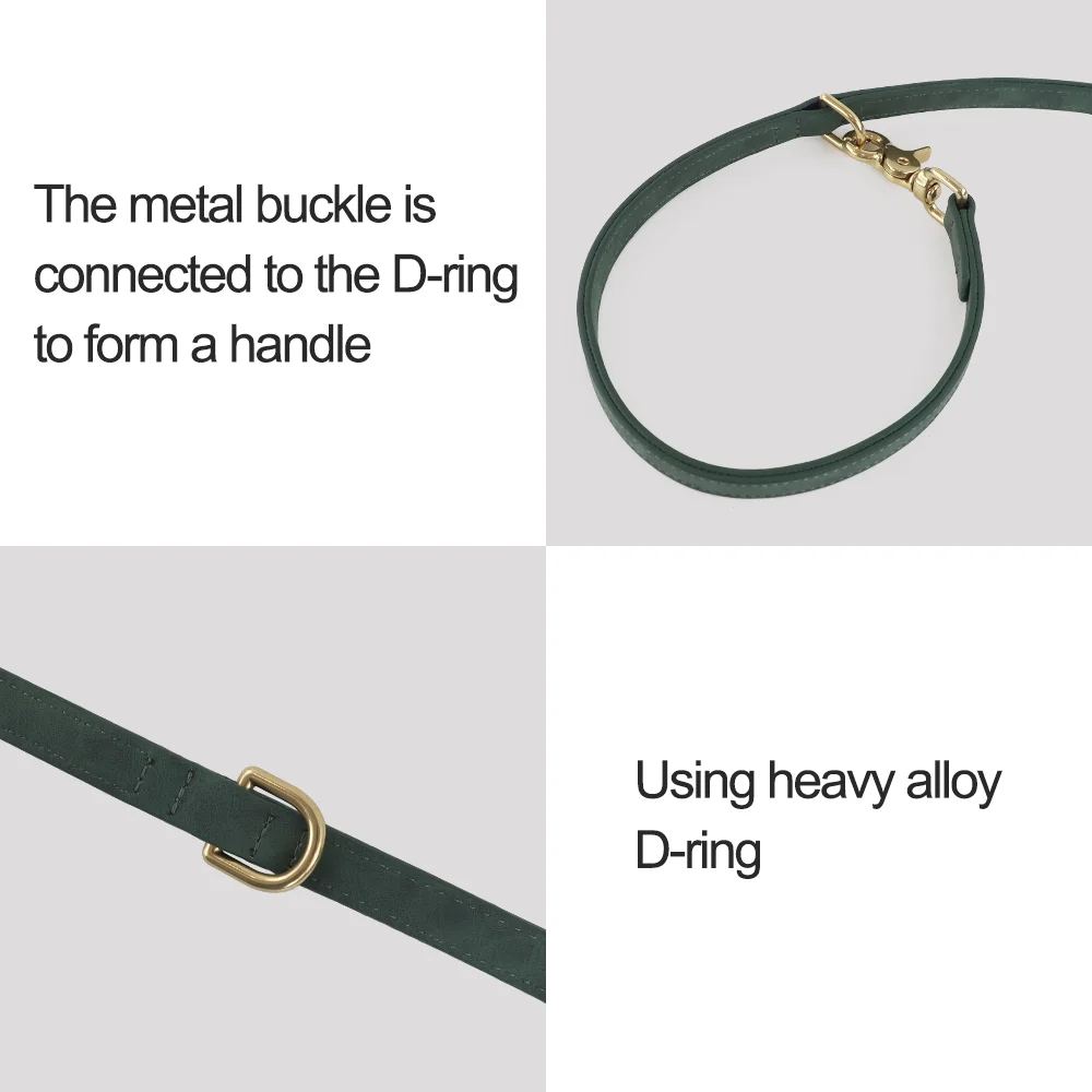 New Style Pet Accessories Adjustable Leather Dog Leads and Collars Luxury Gold Hardware Dog Leash