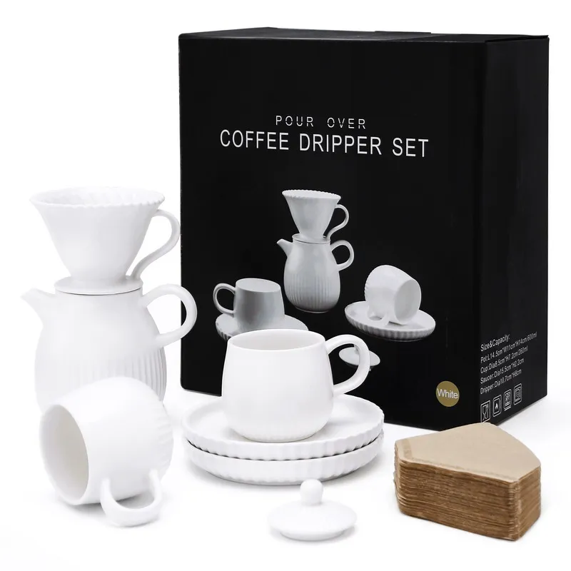Portable Ceramic Coffee Pot with Dripper V60 Coffee Tea Gift Sets Coffee Maker Drip Pour Over Set