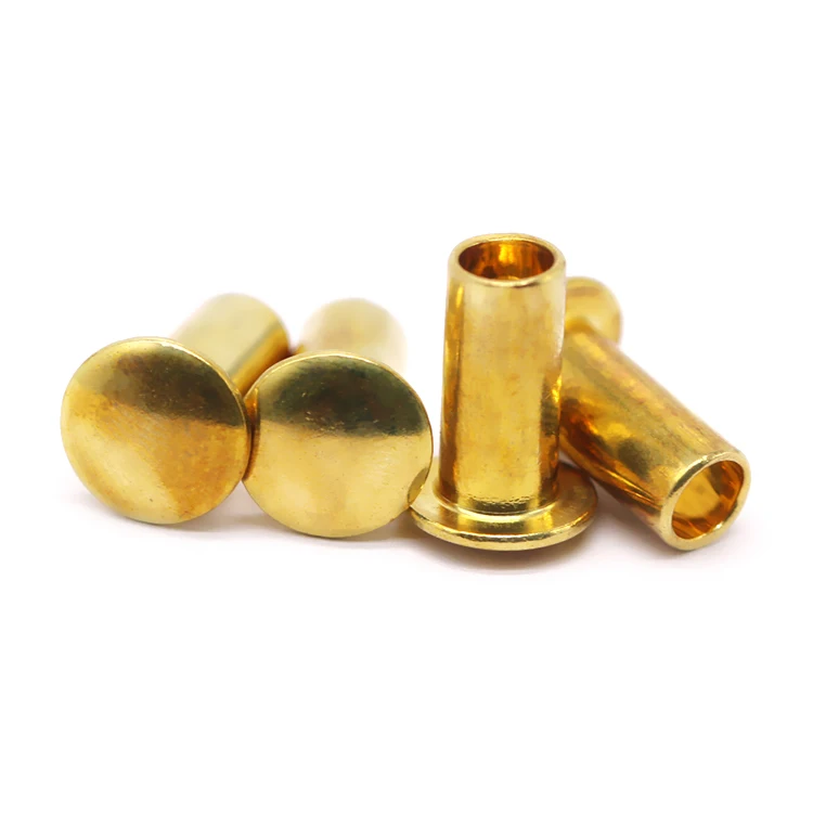 OEM ODM Wholesale Price Remaches Brass Flat Head Semi Tubular Rivets for Leather Belts Anti-shedding