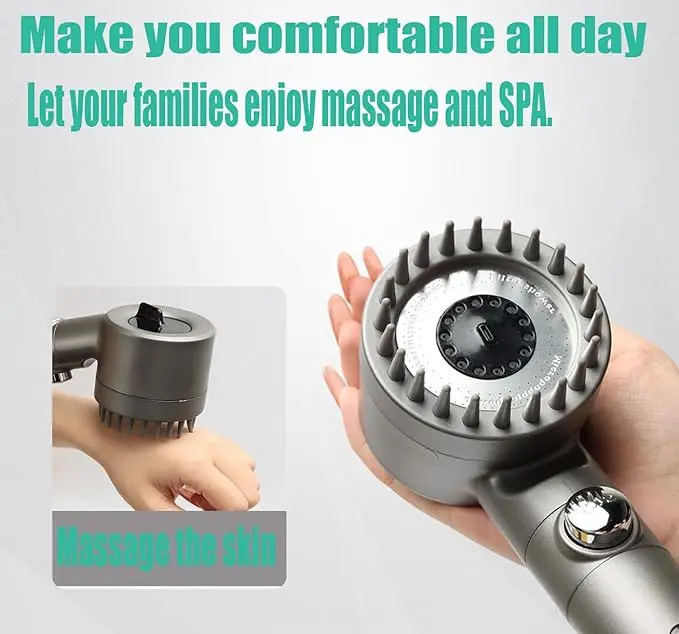 High Water Flow and Multiple Spray Modes Filtered Shower Head with handheld extra PP filter element
