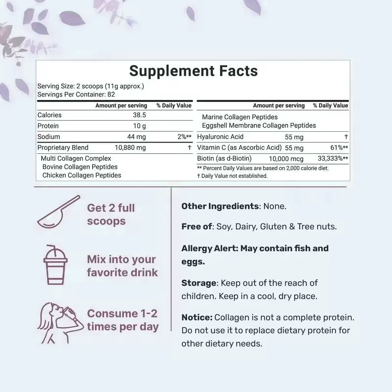 LIFEWORTH Custom Private Label 3 In 1 Multi Collagen Protein Powder Collagen Peptides for Hair Skin Nail